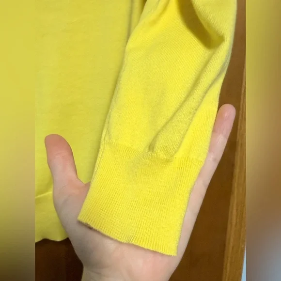 TORY BURCH bright yellow cotton sweater sz small - Picture 9 of 10